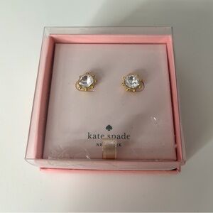 Kate Spade Gold-Tone Stud Earrings with Clear Stones.